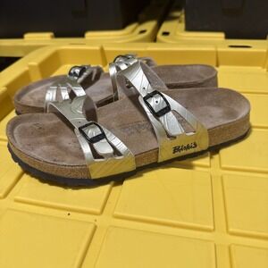 Birki's Womens Size 9 Gold Leather Textured Sandal Slip On Birkenstock Germany